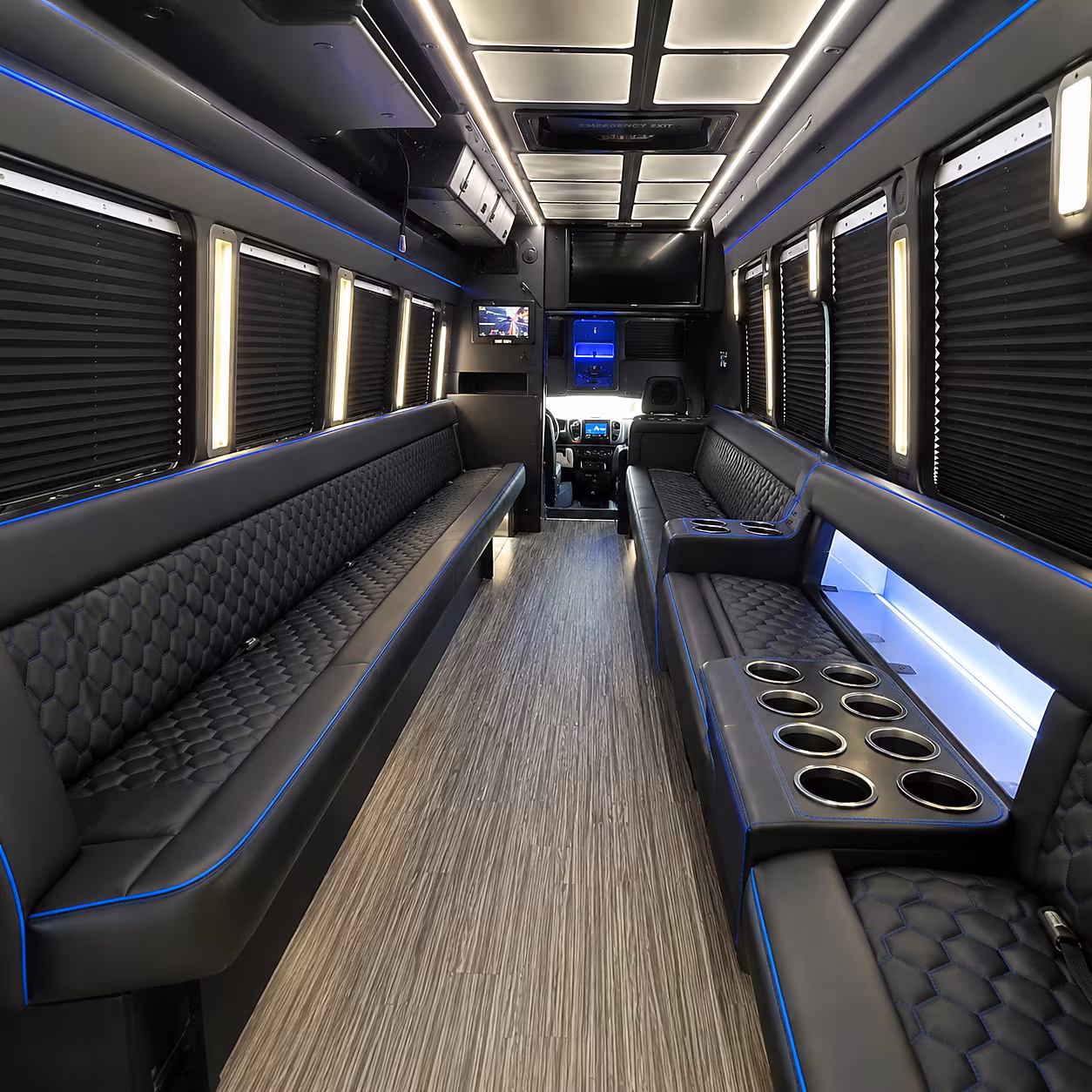 denton party bus rental interior